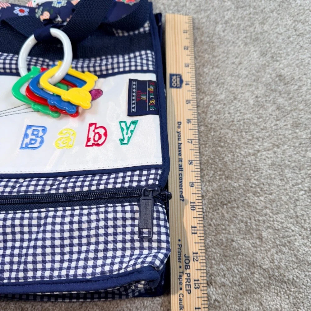 Elegant‎ Kids 2000 Vintage Diaper Bag Navy Gingham Puppy Cat EK22114 NWT USA